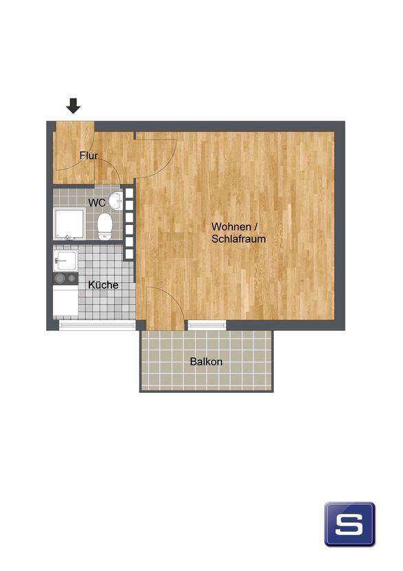 Kleine Stadtwohnung im 2. OG mit Balkon und separater Küche